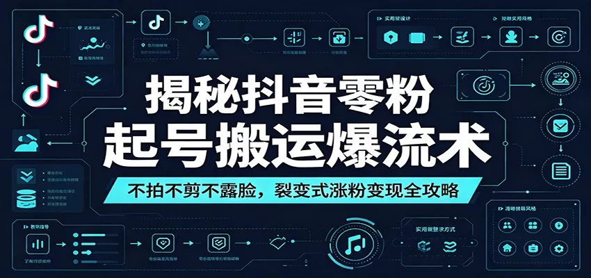 揭秘抖音零粉起号搬运爆流术：不拍不剪不露脸，裂变式涨粉变现全攻略 - 网创在线