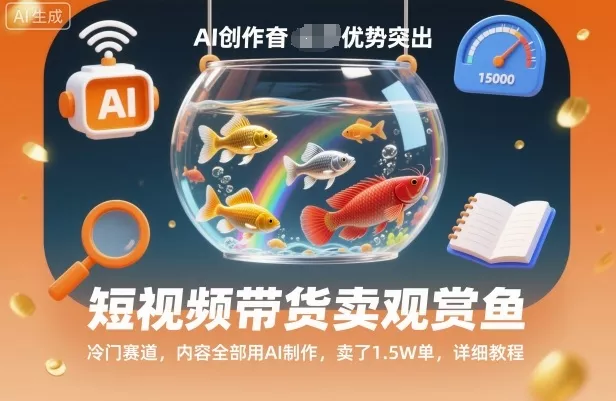 短视频带货卖观赏鱼，冷门赛道，内容全部用AI制作，卖了1.5W单，详细教程 - 网创在线