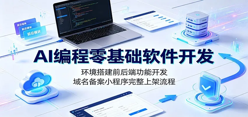 AI编程零基础软件开发：环境搭建前后端功能开发，域名备案小程序完整上架流程 - 网创在线
