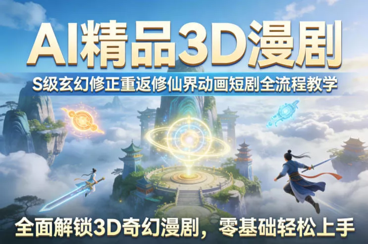 AI精品3D漫剧S级玄幻修正重返修仙界动画短剧全流程教学，全面解锁3D奇幻漫剧，零基础轻松上手 - 网创在线