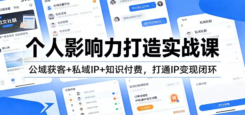 个人影响力打造实战课：公域获客+私域IP+知识付费，打通IP变现闭环 - 网创在线