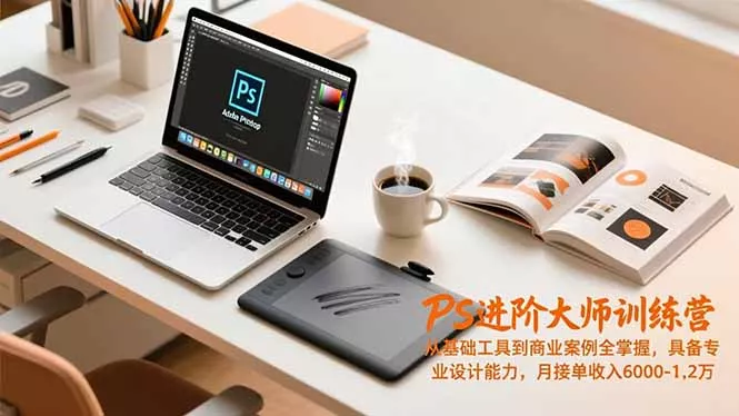 PS进阶大师训练营，从基础工具到商业案例全掌握，具备专业设计能力，月接单收入6000-1.2万 - 网创在线