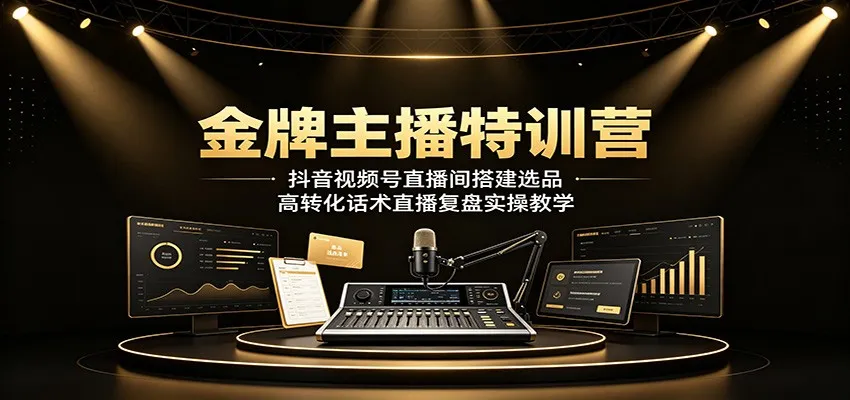 金牌主播特训营：抖音视频号直播间搭建选品，高转化话术直播复盘实操教学 - 网创在线