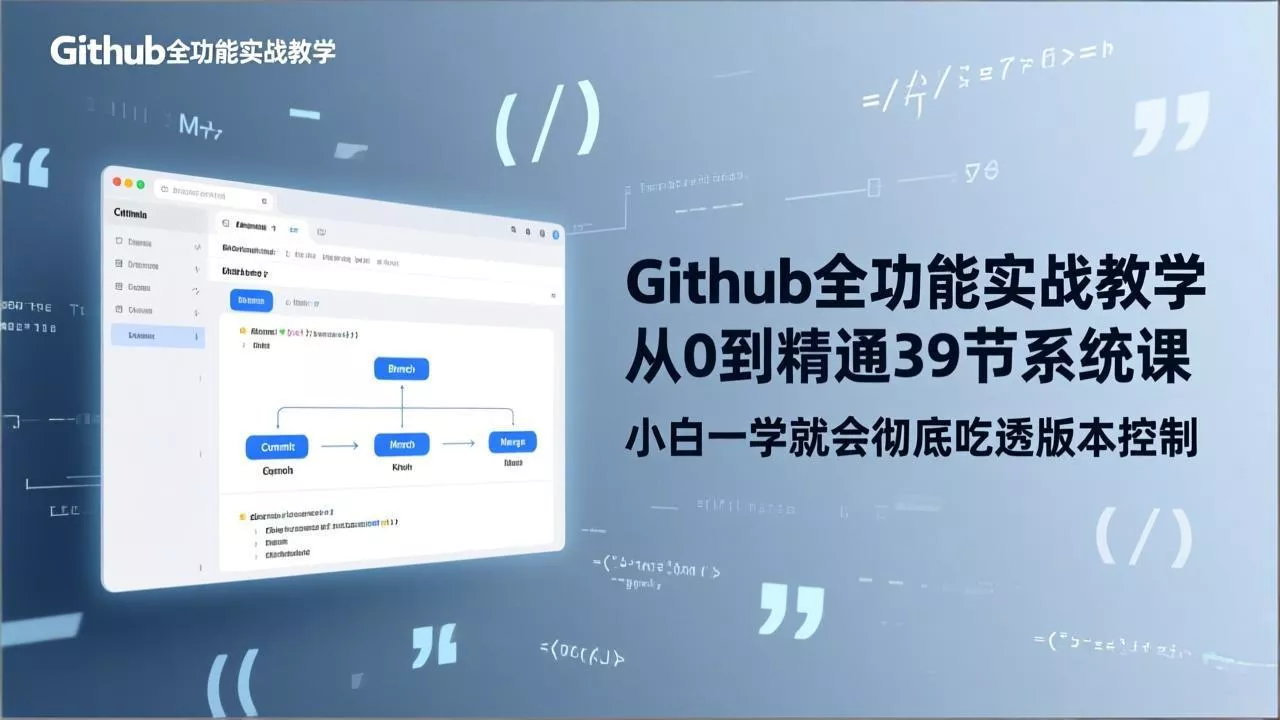 GitHub-全功能实战教学，从0到精通39节系统课，小白一学就会彻底吃透版本控制 - 网创在线
