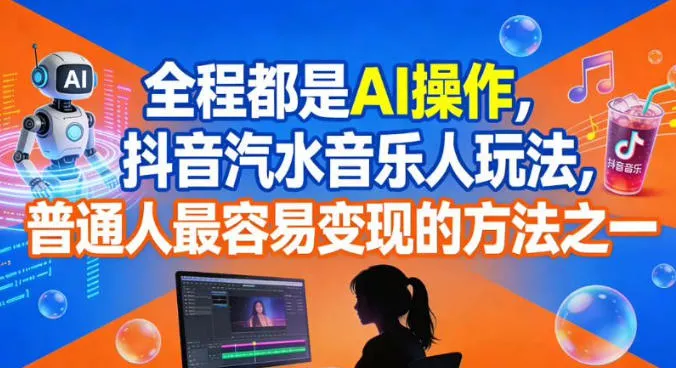 全程都是AI操作，抖音汽水音乐人玩法，普通人最容易变现的方法之一 - 网创在线