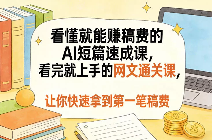 看懂就能賺稿费的AI短篇速成课，看完就上手的网文通关课，让你快速拿到第一笔稿费 - 网创在线