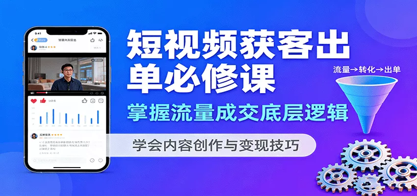 短视频获客出单必修课：掌握流量成交底层逻辑，学会内容创作与变现技巧 - 网创在线