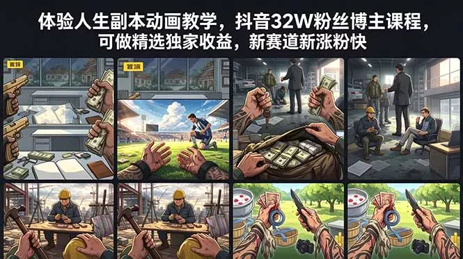 体验人生副本动画教学， 抖音32W粉丝博主课程，可做精选独家收益，新赛道新涨粉快 - 网创在线