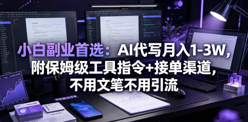 小白副业首选：AI代写月入1-3W，附保姆级工具指令+接单渠道，不用文笔不用引流【揭秘】 - 网创在线