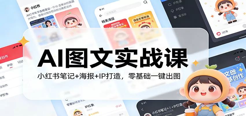 AI图文实战课：小红书笔记+海报+IP打造，零基础一键出图 - 网创在线