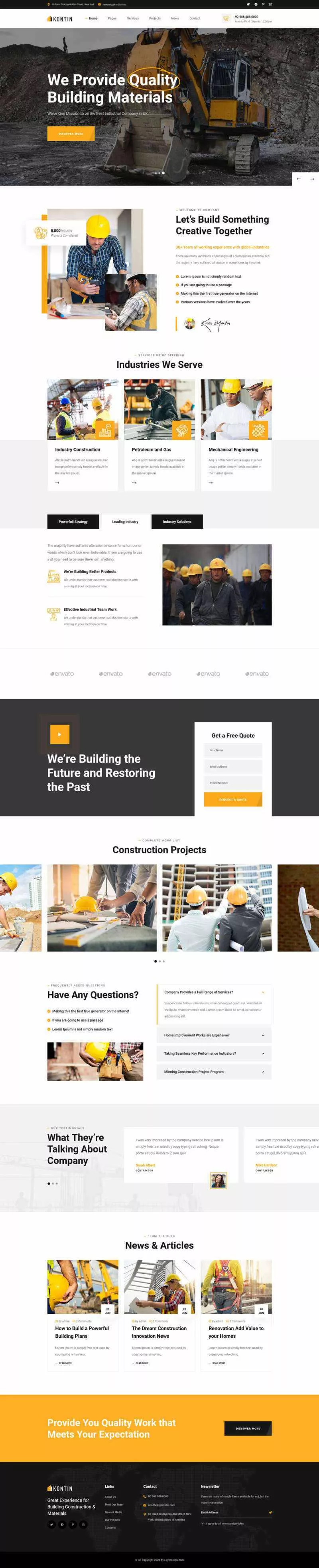 响应式工业、工厂和建筑业务公司网站html模板 - 网创在线