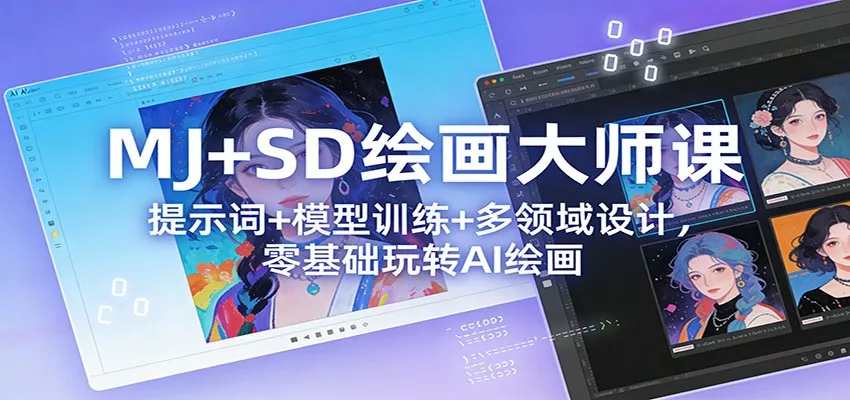 MJ+SD绘画大师课：提示词+ 模型训练+多领域设计，零基础玩转AI绘画 - 网创在线