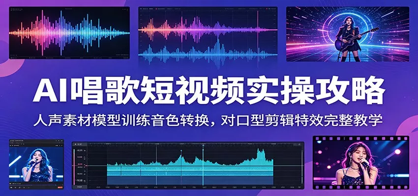 AI唱歌短视频实操攻略：人声素材模型训练音色转换，对口型剪辑特效完整教学 - 网创在线